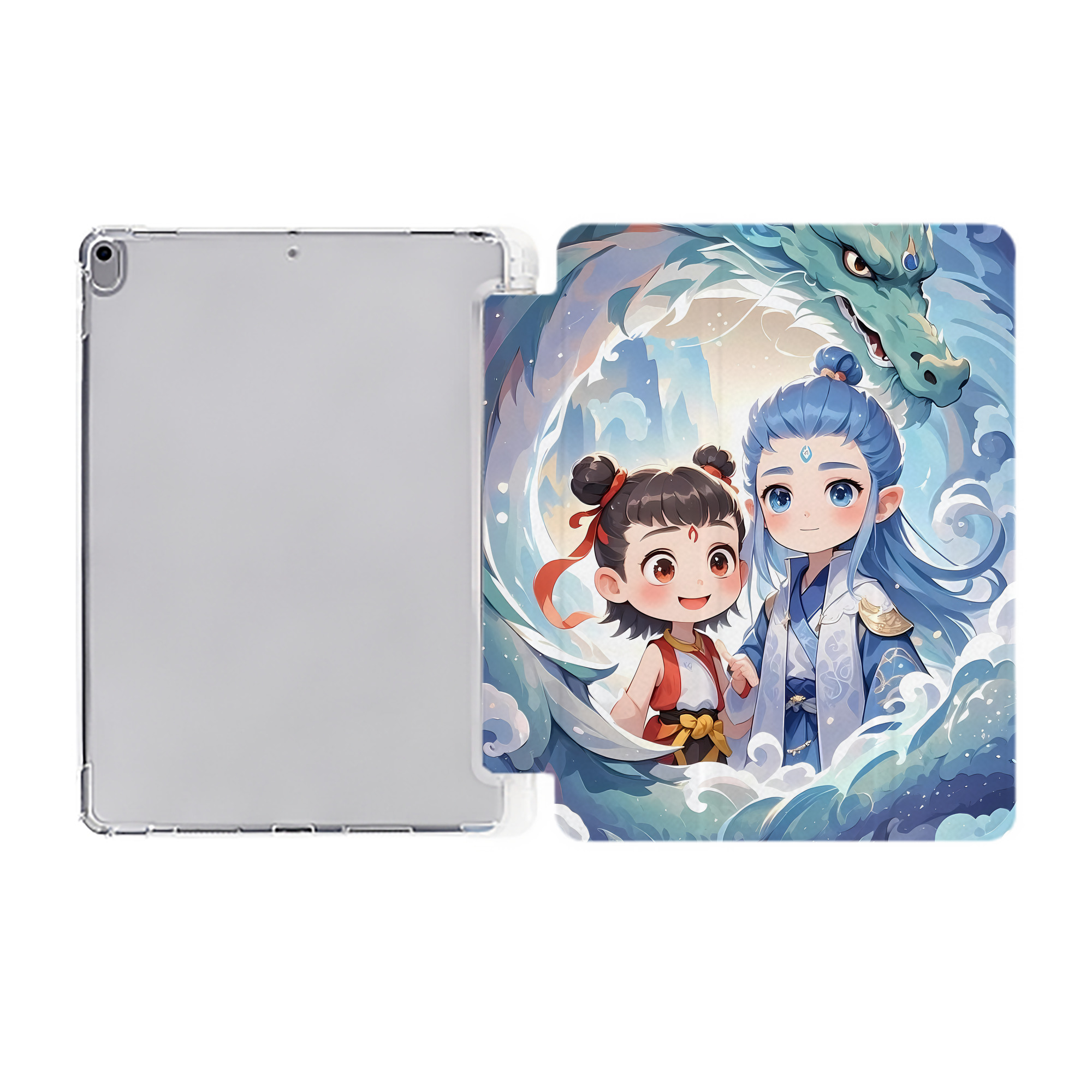 Ne Zha 2 ナタ 魔童の大暴れ IPad ケース ペン収納付き 三つ折りスタンド PUレザー×シリコン 対応機種9.5/10.5/10.9インチ